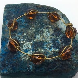 VNTG amber wire wrap bangle~brass wire Unique
